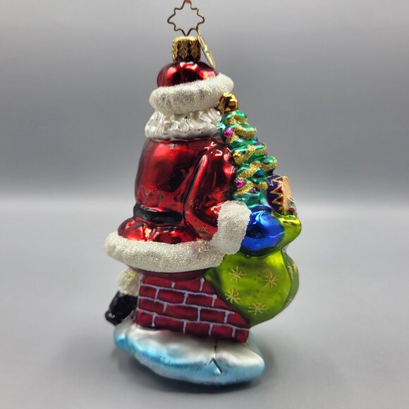 Christopher Radko Santa Claus Christmas Tree Ornament Glass Blown Chimney Scene - Picture 4 of 16